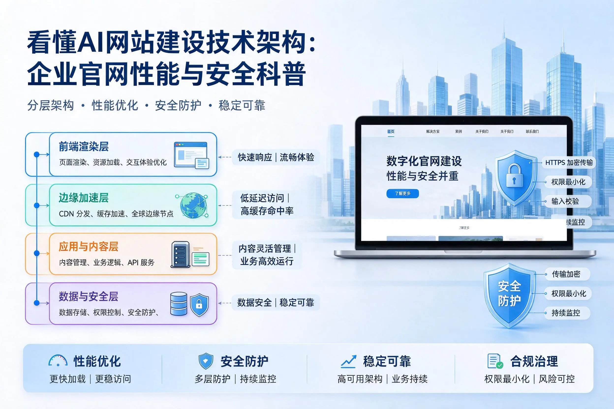 看懂AI网站建设技术架构：雅安企业官网性能与安全科普