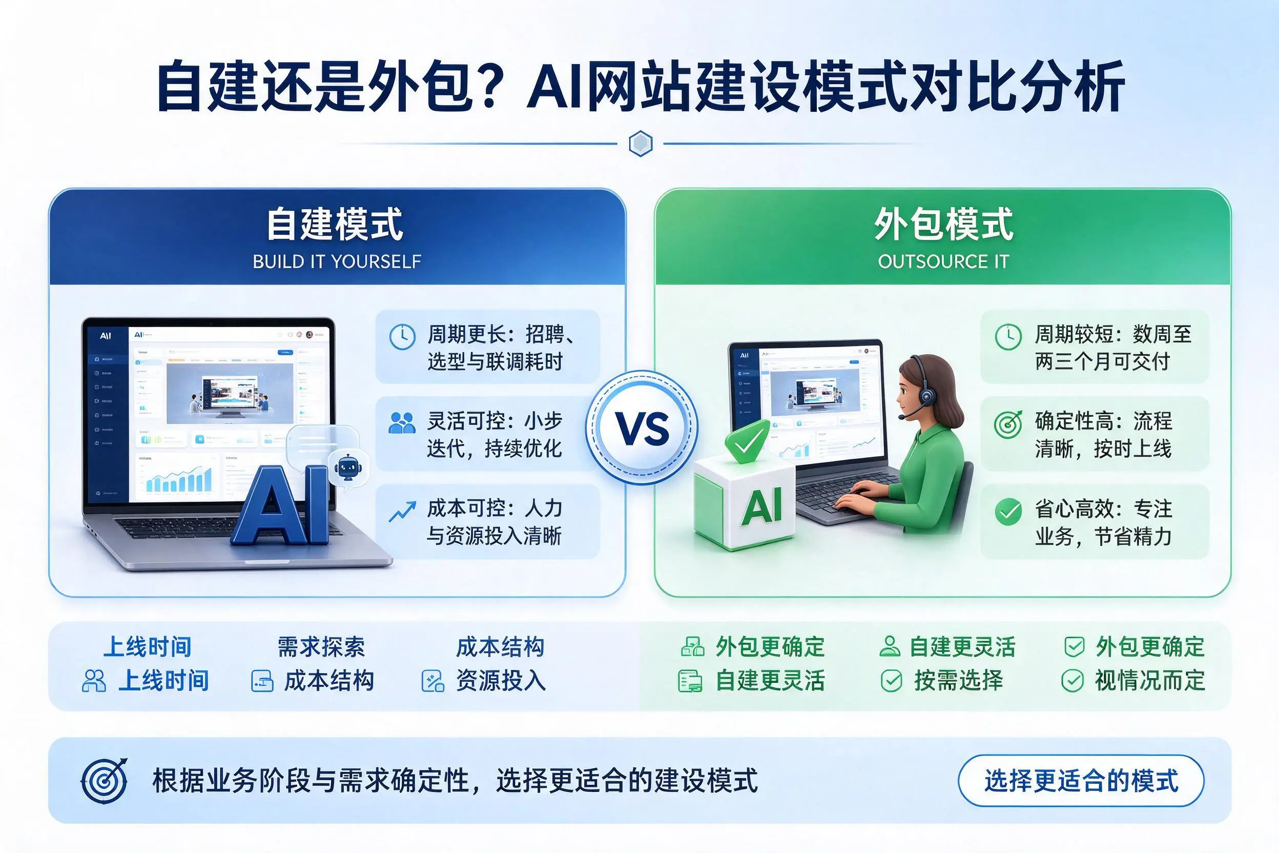 自建还是外包?雅安AI网站建设模式对比分析