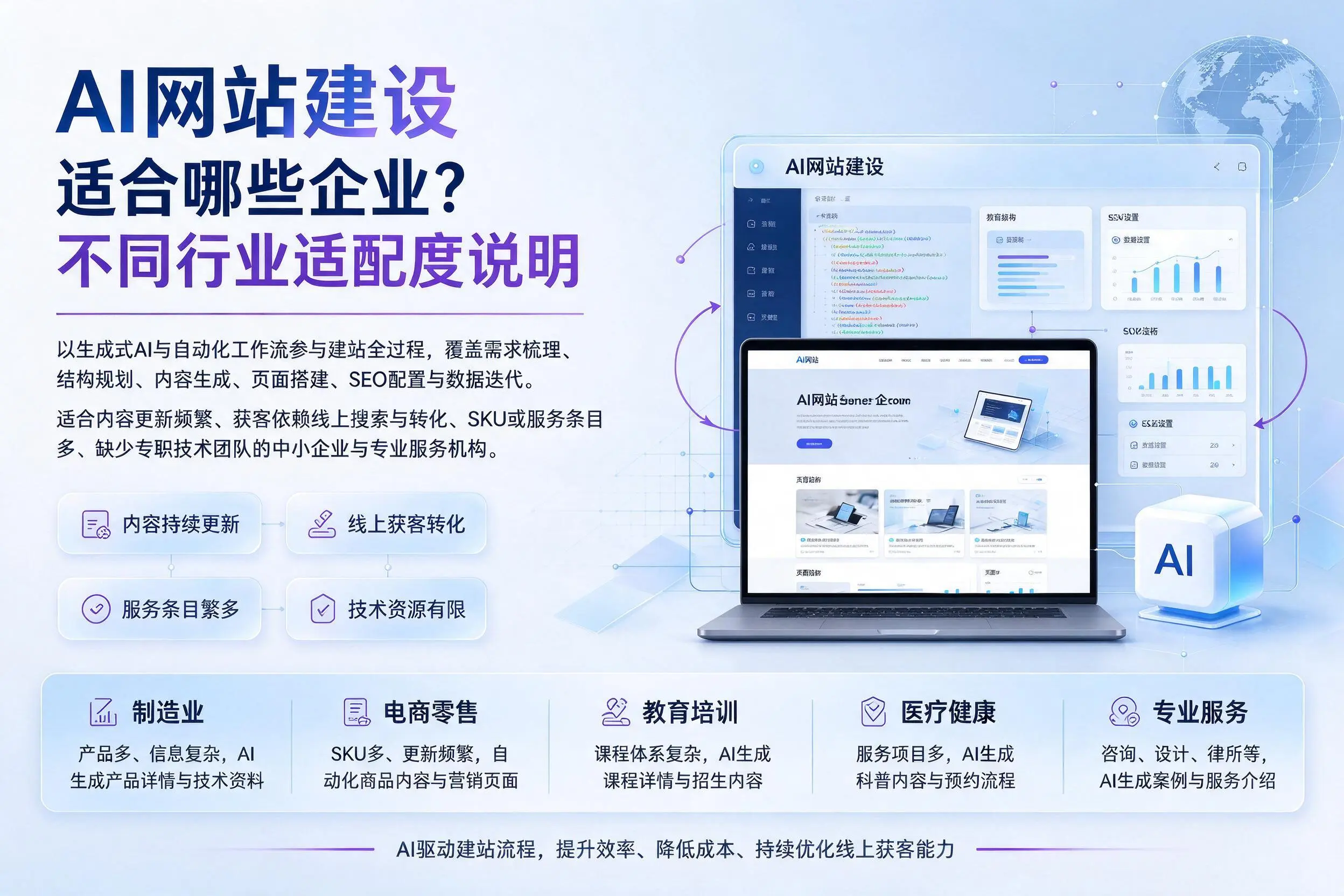 AI网站建设适合哪些企业？雅安不同行业适配度说明
